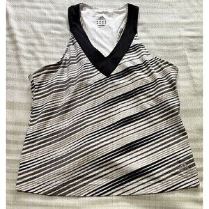 Adidas Racerback Tank Top Womens Large Black stripe ClimCool Athletic support